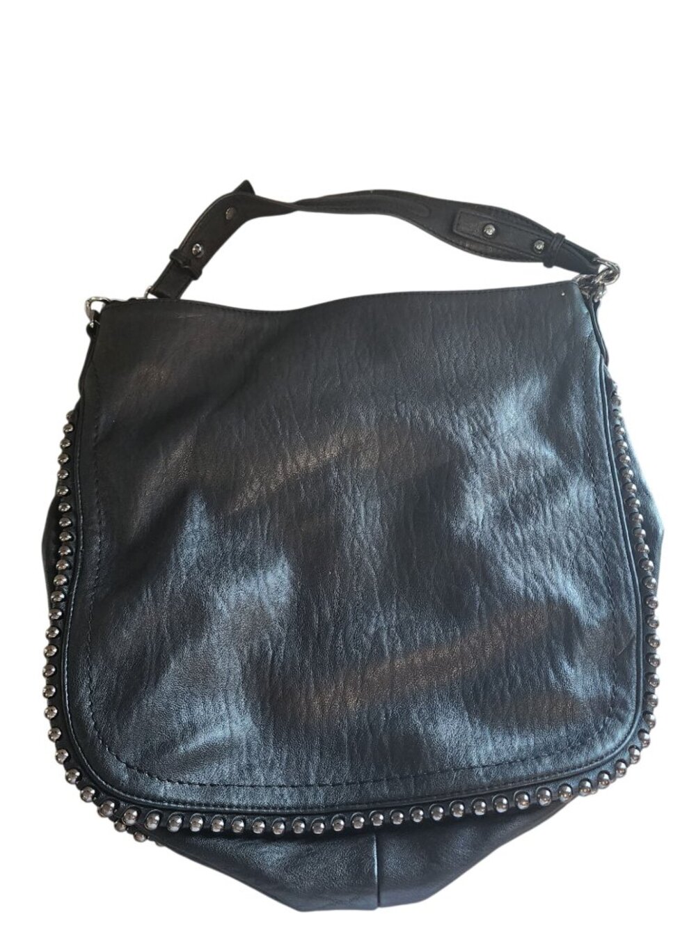 Jessica Simpson studded black leather hobo shoulder Biker bag